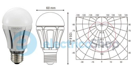 Лампа светодиодная CIVILIGHT A60 DF60T10 10W Е27 5300К 810Lm