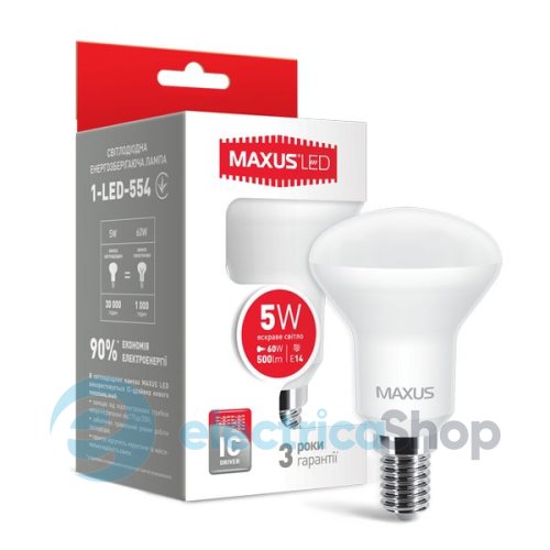 Лампа светодиодная MAXUS LED R50 5W 4100K 220V E14 (1-LED-554)