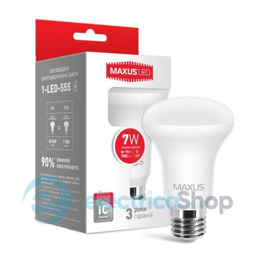 Лампа светодиодная MAXUS LED R63 7W 3000K 220V E27 (1-LED-555)