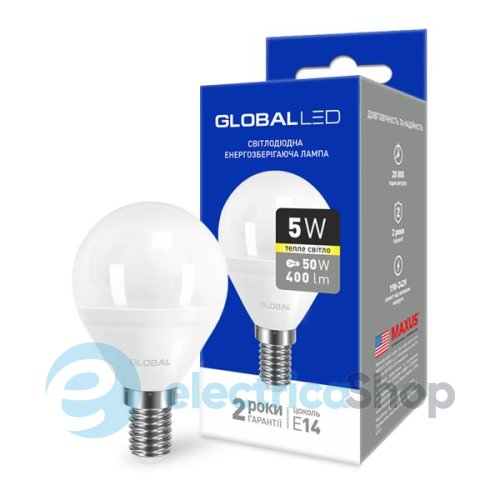 Лампа світлодіодна GLOBAL LED G45 F 5W 3000K 220V E14 AP (1-GBL-143)