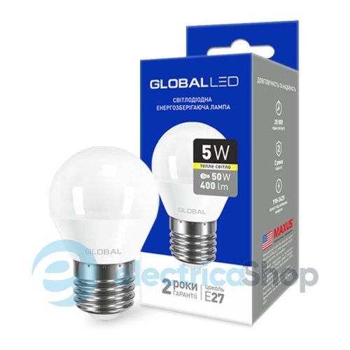 Лампа світлодіодна GLOBAL LED G45 F 5W 3000K 220V E27 AP (1-GBL-141)