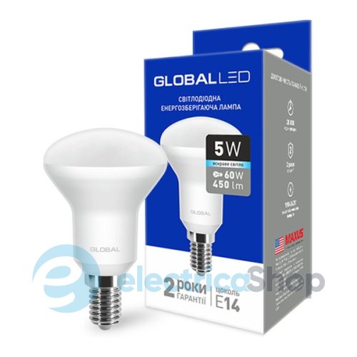Лампа світлодіодна GLOBAL LED R50 5W 4100K 220V E14 (1-GBL-154)