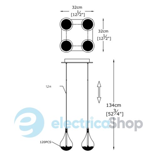 Люстра Zuma PERLE P0226-04S-F4RK