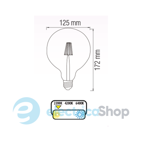 Светодиодная лампа Horoz Filament LED Rustic Globe-6 6W 2200K E27