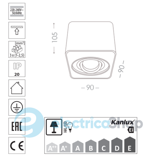 Светильник Kanlux TOLEO DTL50-W (26114)