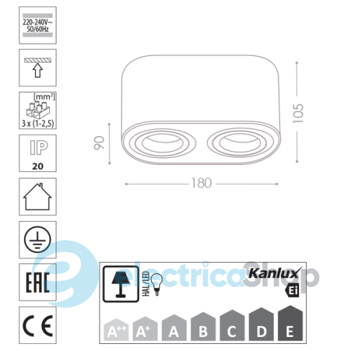 Світильник Kanlux TOLEO DTO250-AL (26118)