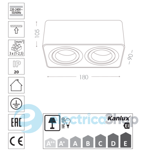 Светильник Kanlux TOLEO DTL250-AL (26121)