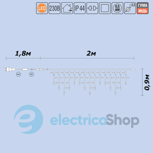 Гирлянда внешняя DELUX «ICICLE» 120LED 2x0.9m белый/белый IP44 EN