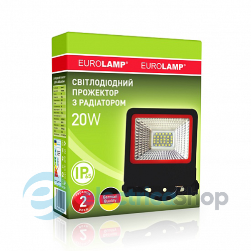 Прожектор Euroelectric LED SMD с радиатором NEW 20W 6500K (LED-FL-20(black)new)