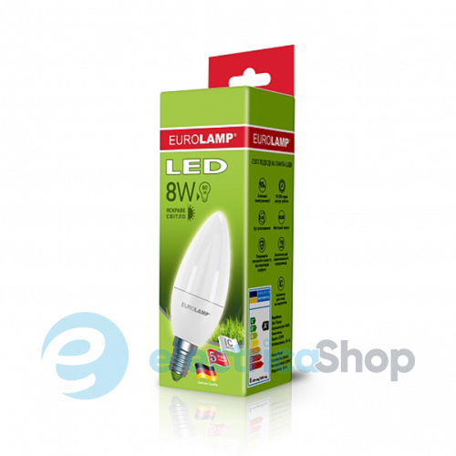 Светодиодная лампа «Eurolamp» ЕКО серия CL 8W E14 4000K нейтральная (LED-CL-08144(P)