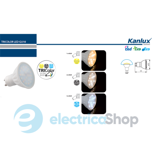 Лампа світлодіодна Kanlux TRIColor LED GU10 (22910)