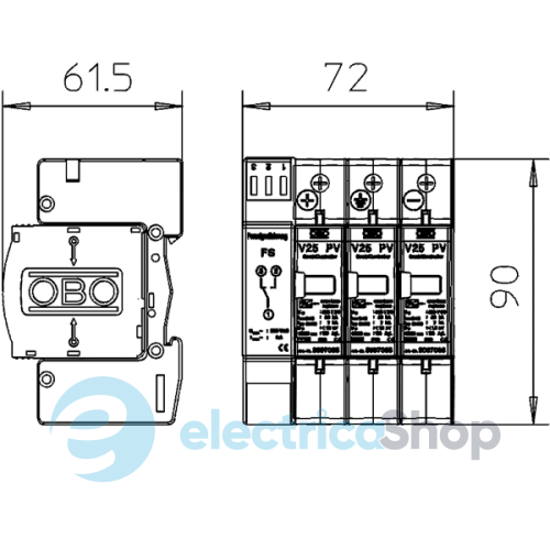 Ограничитель перенапряжений Тип I+II V25-B+C 3PHFS900, OBO Bettermann