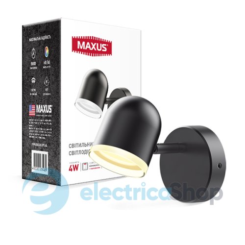 Спотовый светильник MAXUS MSL-01C 4W 4100K черный (1-MSL-10441-CВ)