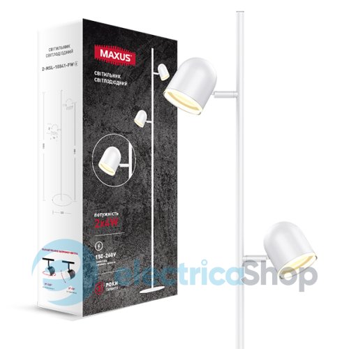 Торшер MAXUS MSL-01F 2x4W 4100K білий (2-MSL-10841-FW)