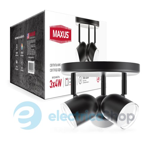 Спотовый светильник MAXUS MSL-01R 3x4W 4100K черный (3-MSL-11241-RB)