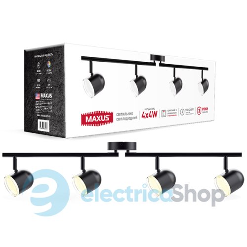 Спотовый светильник MAXUS MSL-01C 4x4W 4100K черный (4-MSL-11641-CB)