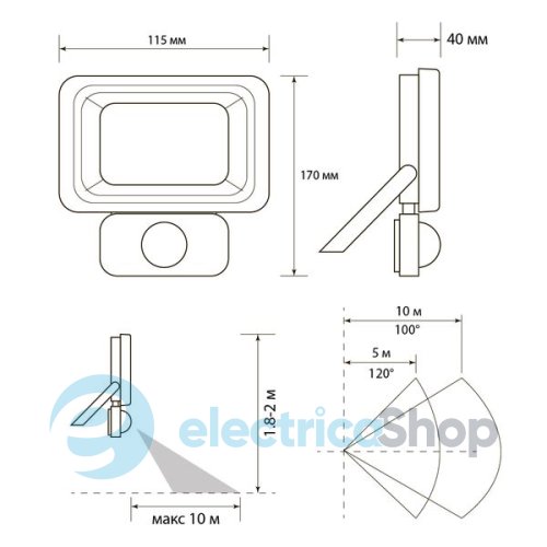 Прожектор FL-MS 010 SMD 10W 6500K Светкомплект з датчиком руху (4260)