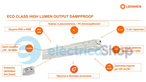 LED-светильник Ledvance ECO CLASS DAMPPROOF HLO DP 55W 840 1500 GR