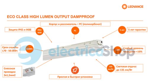 LED-светильник Ledvance ECO CLASS DAMPPROOF HLO DP 80W 840 1500 GR