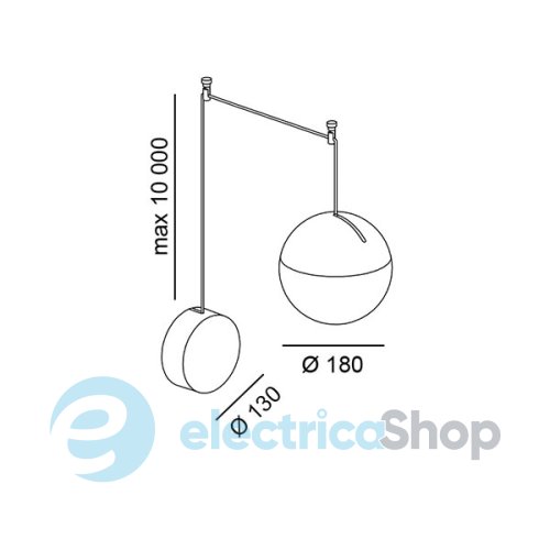 Подвесной светильник LTX BALL L 28W, 1800-3000К (02.1800.28.DTW.BK)