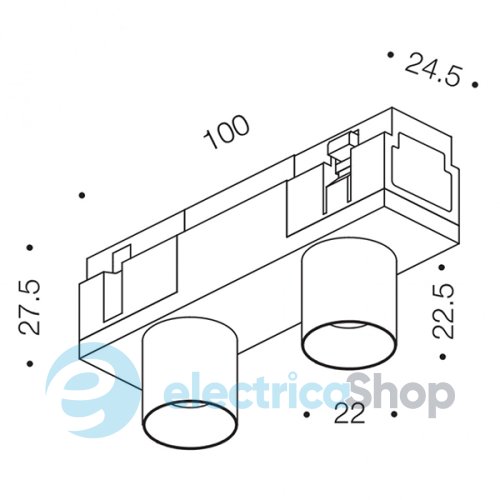 Трековий світильник LTX IN LINE TUB XS LED 2х2W, 3000К (06.2221.4.930.WH)