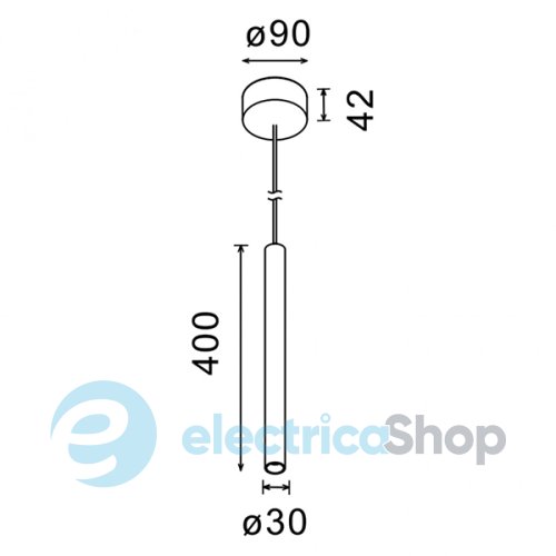 Підвісний світильник LTX PIPE S LED 5W, 3000К, чорний (03.4007.5.830.BK)