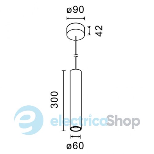 Підвісний світильник LTX PIPE L LED 13W, 3000К, чорний (03.4009.13.830.BK)