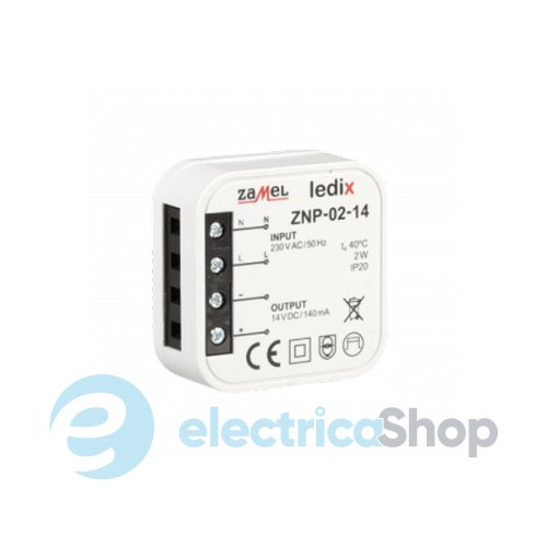 Блок питания Ledix ZNP-02-14 скрытого монтажа (в подрозетник) 14V DC/2W