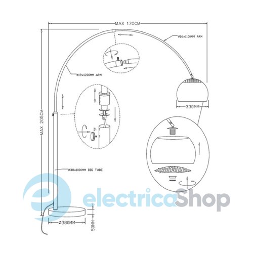 Торшер Zuma Line TS-010121T-BB SOHO