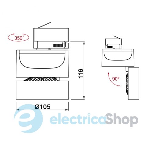 Трековий світильник LTX EYE 3F LED 12W, 3000K (04.0500.12.830.BK)