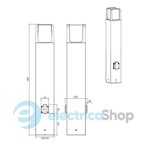 Парковий стовпчик TRIO EBRO 422167142 з розеткою
