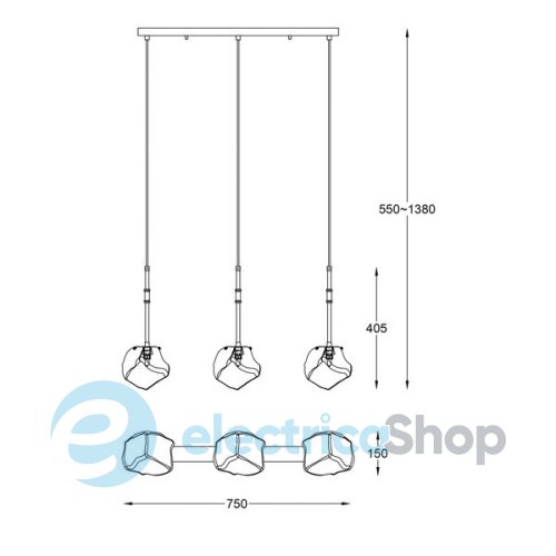 Люстра Zuma ROCK P0488-03K-SEAC