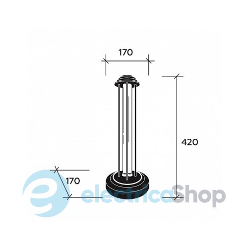 Бактерицидна лампа EUROLAMP UVMB-38 (black) безозонова на металевій підставці