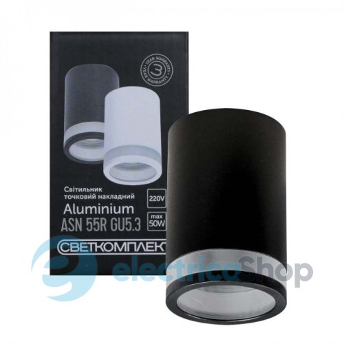 Накладний точковий світильник Светкомплект ASN 55R GU5.3 BK Black