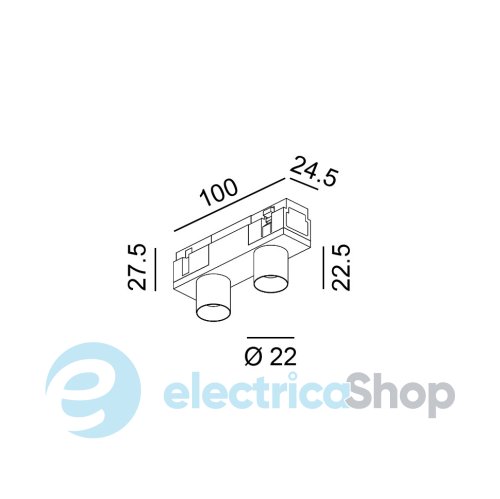 Трековий світильник LTX IN LINE TUB XS LED 2х2W, 3000К (06.2221.4.930.BR)