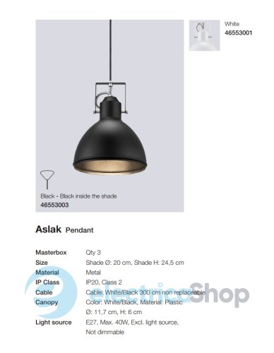 Підвісний світильник Nordlux ASLAK 46553001