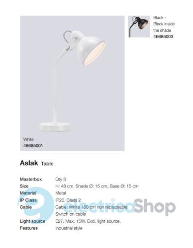 Настільна лампа Nordlux ASLAK 46685001