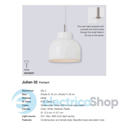 Подвесной светильник Nordlux JULIAN 32 48433001