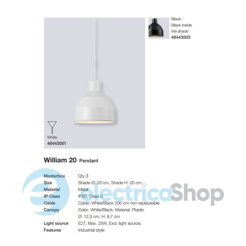 Подвесной светильник Nordlux WILLIAM 20 48443003