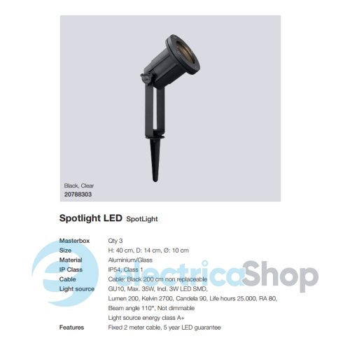 Вуличний вкопуваний світильник Nordlux SPOTLIGHT LED 20788303
