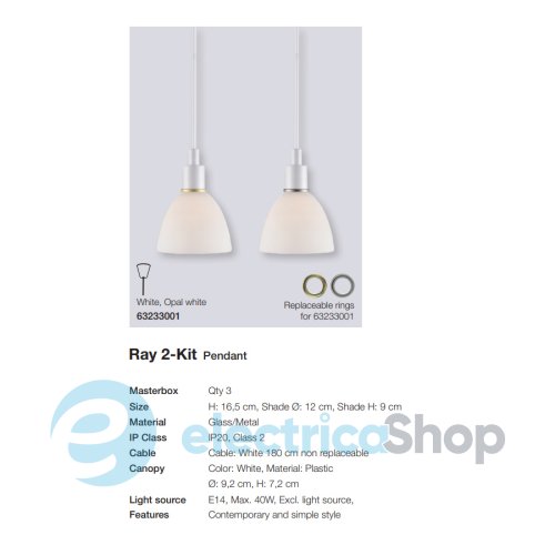 Підвісний світильник Nordlux RAY 63233001 (набір 2 шт)