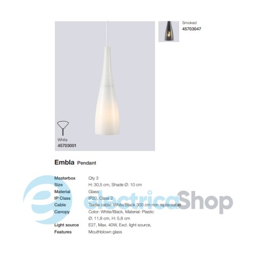 Підвісний світильник Nordlux EMBLA 45703001