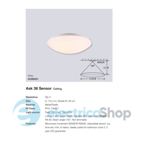 Стельовий світильник Nordlux ASK 36 Sensor 45386501
