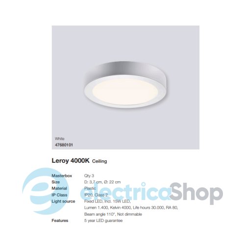 Потолочный светильник Nordlux LEROY 4000K 47680101