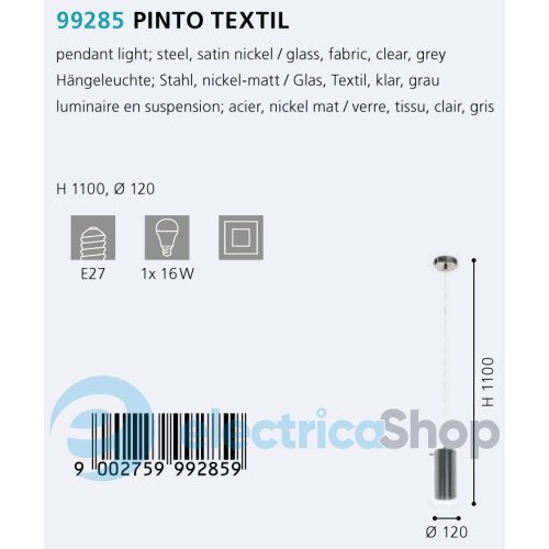 Подвесной светильник Eglo PINTO TEXTIL 99285