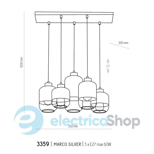Подвесной светильник TK-Lighting MARCO Silver 3359
