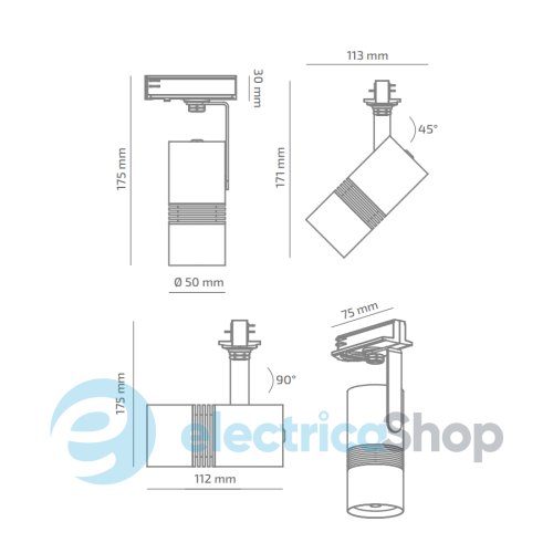 Трековый светильник BARVANOR Slide Baby SLB-TL-00840045LS490-RAL9003