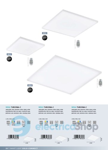 Led-панель EGLO TURCONA-C 98563 с пультом ДУ