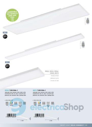 Led-панель EGLO TURCONA-C 98565 с пультом ДУ