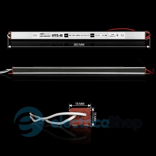 Блок питания  12V/DC 48W IP67, BIOM Professional BPFS-48-12 4А stick герметичный (19657)